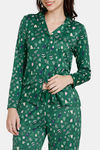 Zivame Candles & Carols Knit Poly Pyjama Set - Green Jacket — thumbnail 5